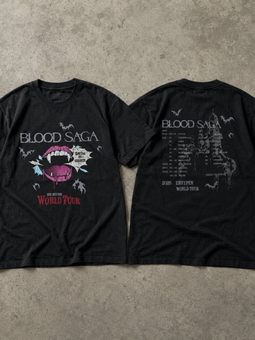 ENHYPEN Blood Saga World Tour Double Sided K Pop T-Shirt